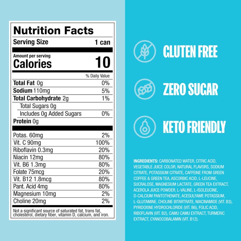 ZOA Zero Sugar Energy Drinks, Tropical Punch - Sugar Free with Electrolytes, Healthy Vitamin C, Amino Acids, Essential B-Vitamins, and Caffeine from Green Tea - 12 Fl Oz (12-Pack) - Image 4